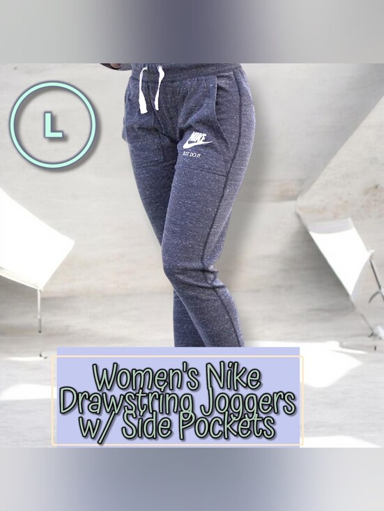 Nike Pants - Nike Women's Gray Sportswear Vintage Pants w/ White Nike Logo & Side Pockets L